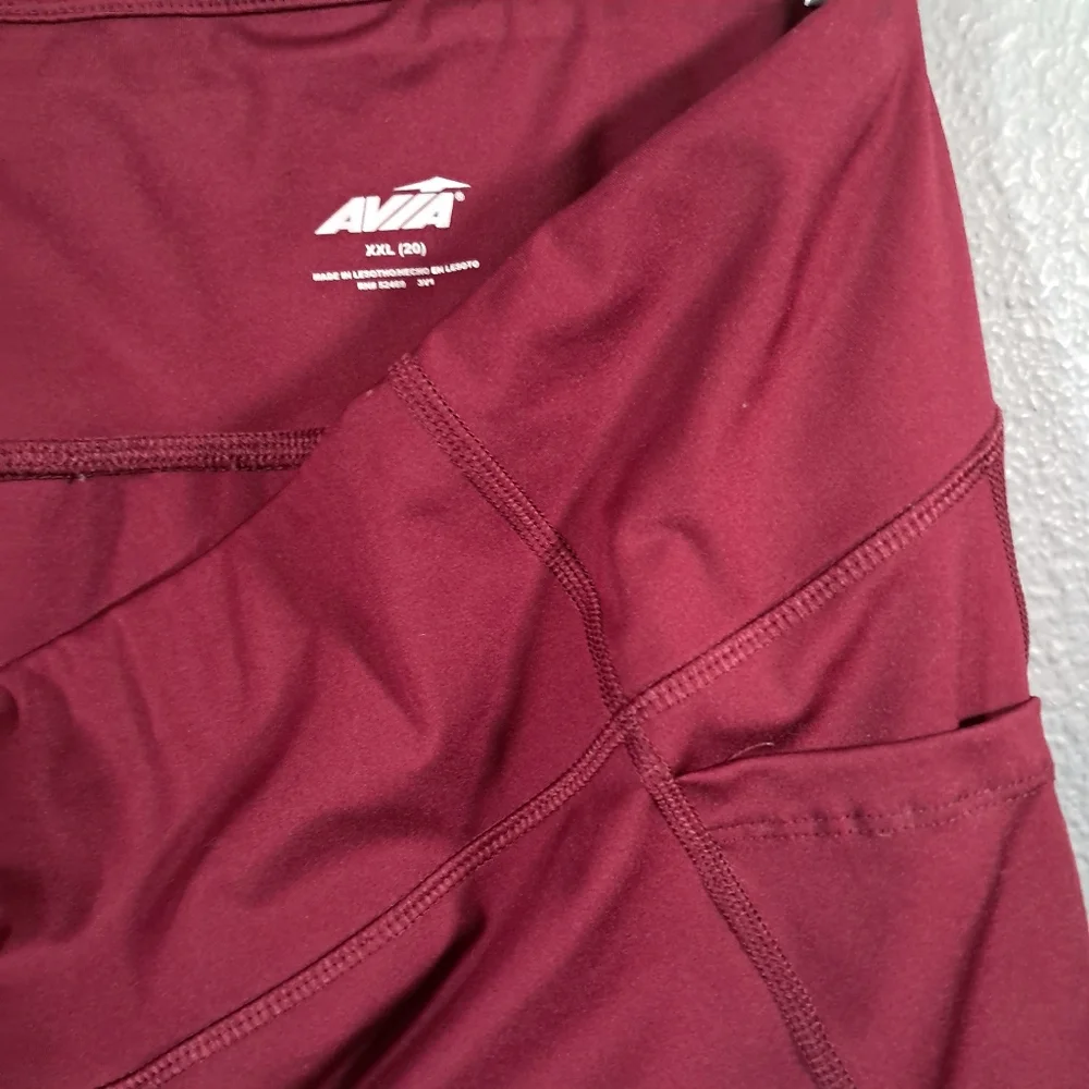 AVIA XXL Burgundy Athletic Leggings | Waist 34" | Double‎ Pockets | Compression - Picture 7 of 9